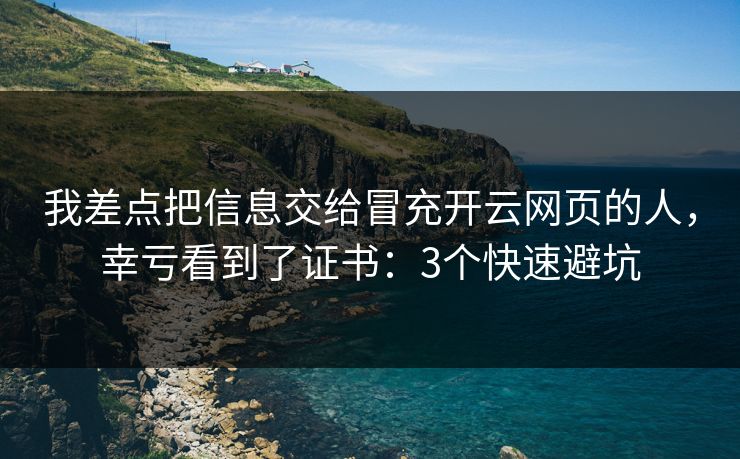 我差点把信息交给冒充开云网页的人，幸亏看到了证书：3个快速避坑