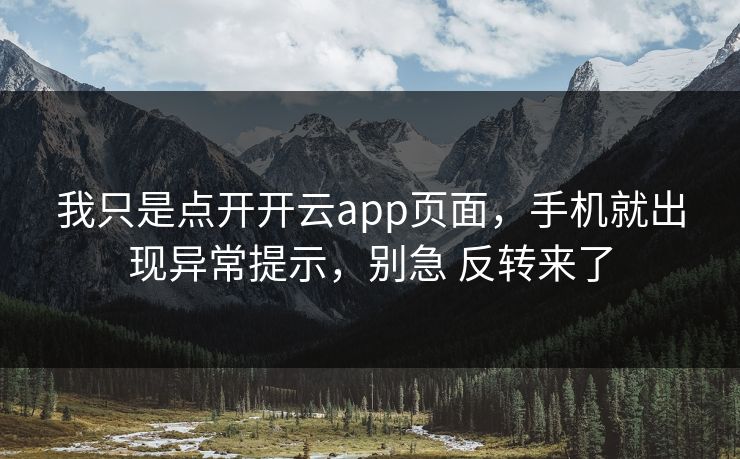 我只是点开开云app页面，手机就出现异常提示，别急 反转来了